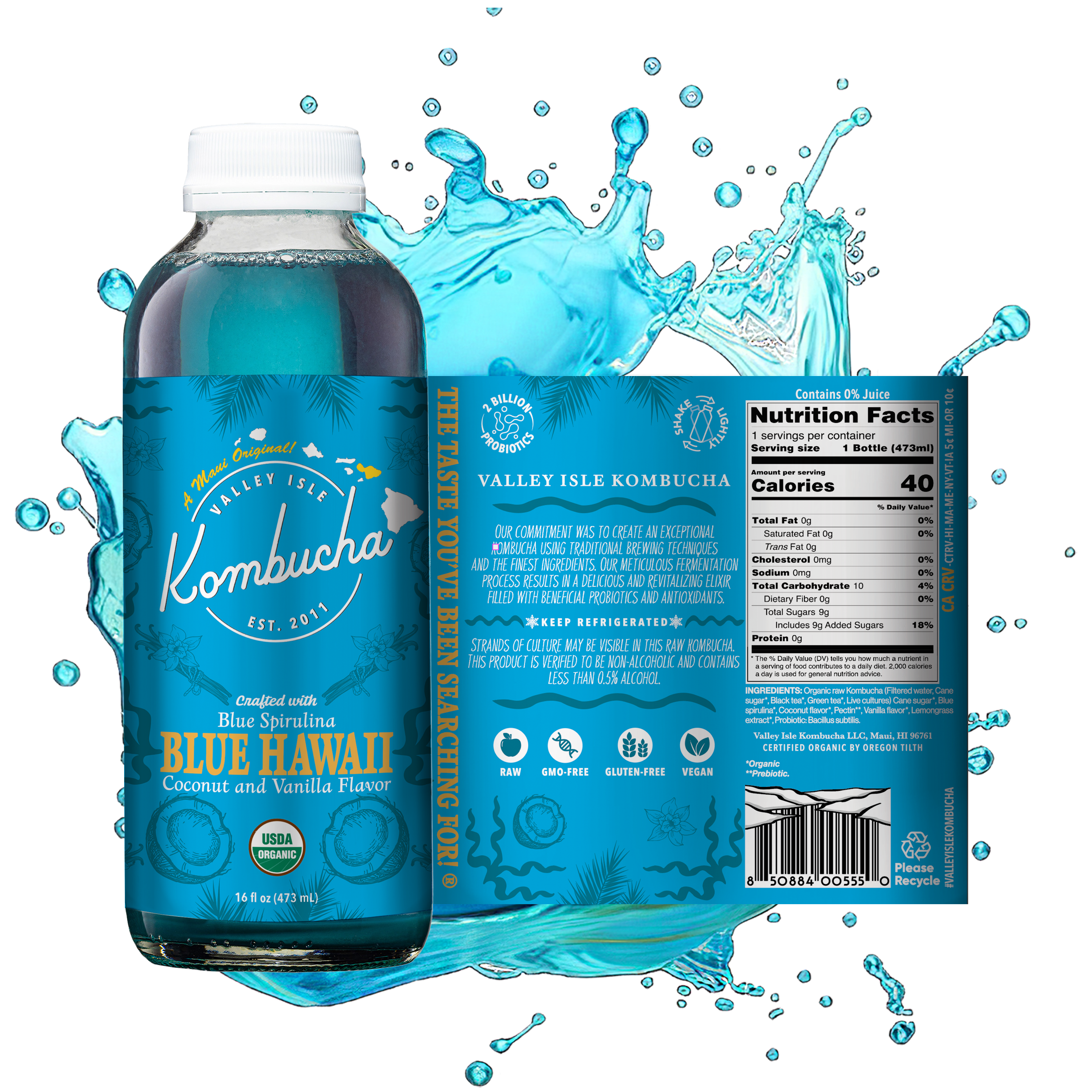 BLUE HAWAII RAW KOMBUCHA