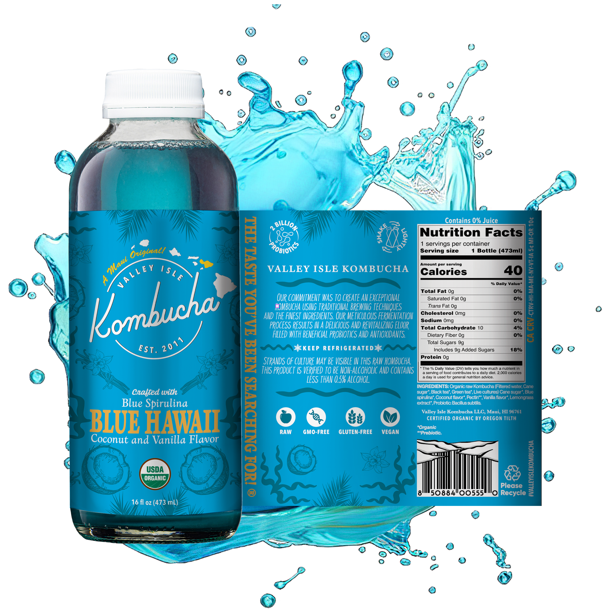 BLUE HAWAII RAW KOMBUCHA